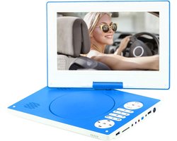 YOOHOO Draagbare dvd-speler 12.5 inch met 10,5 inch 270 ° draaibaar HD-zwenkscherm met oplaadbare batterij AC-adapter ondersteunt All-Region, multi regio, auto dvd-spelers voor kinderen (blauw)