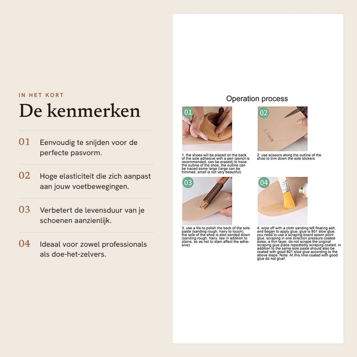 Dailygoods- Schoenzolen Reparatie Kit - Zachte Snijbare Zool - Elasticiteit - Antislip Effect - Schokabsorptie - Maat 41-44 - Zoolreparatie