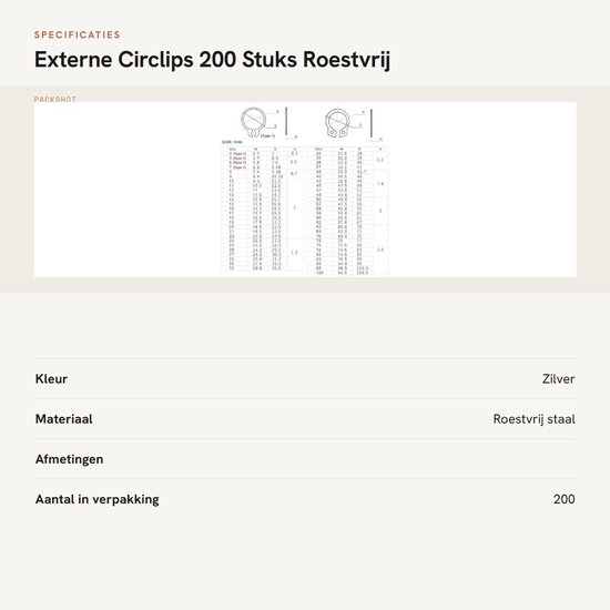 Dailygoods- Circlips 304 Roestvrij Staal - Borgringen Assortiment - Borgringtang Vereist - C-Clips - Snap Rings - 200 Stuks - Borgring van Dailygoods — afbeelding 3