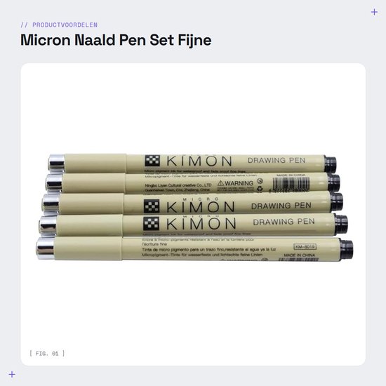 Dailygoods- Naaldpen Set 5 Stuks - Fijne Puntgroottes 01/03/05/08/BR - Archiefkwaliteit - Waterdicht - Ergonomische Grip - Voor Tekenen en Illustratie - Tekenpen — afbeelding 4