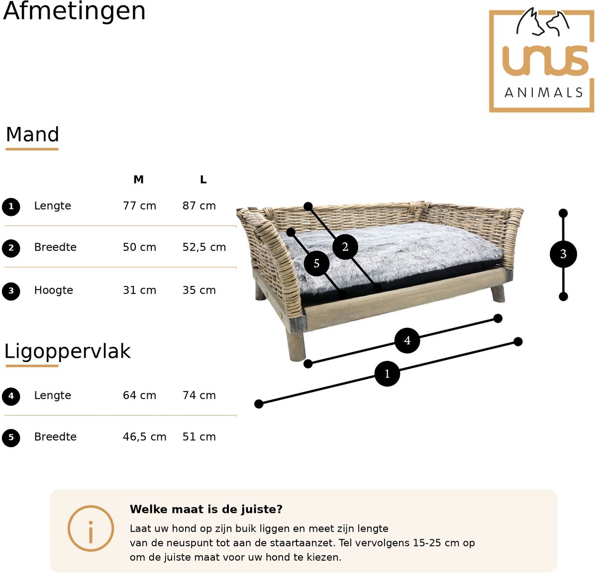 UNUS Hondenmand hondenbed van wilg met uitneembaar kussen groot thumbnail 3