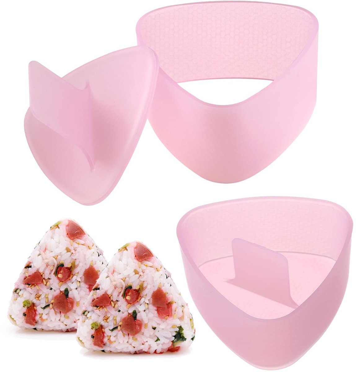 Dailygoods- Onigiri Vorm - Driehoekige Onigiri Maker - Kunststof - Roze - Voedselveilig - Draagbaar en Duurzaam - Sushi Maker