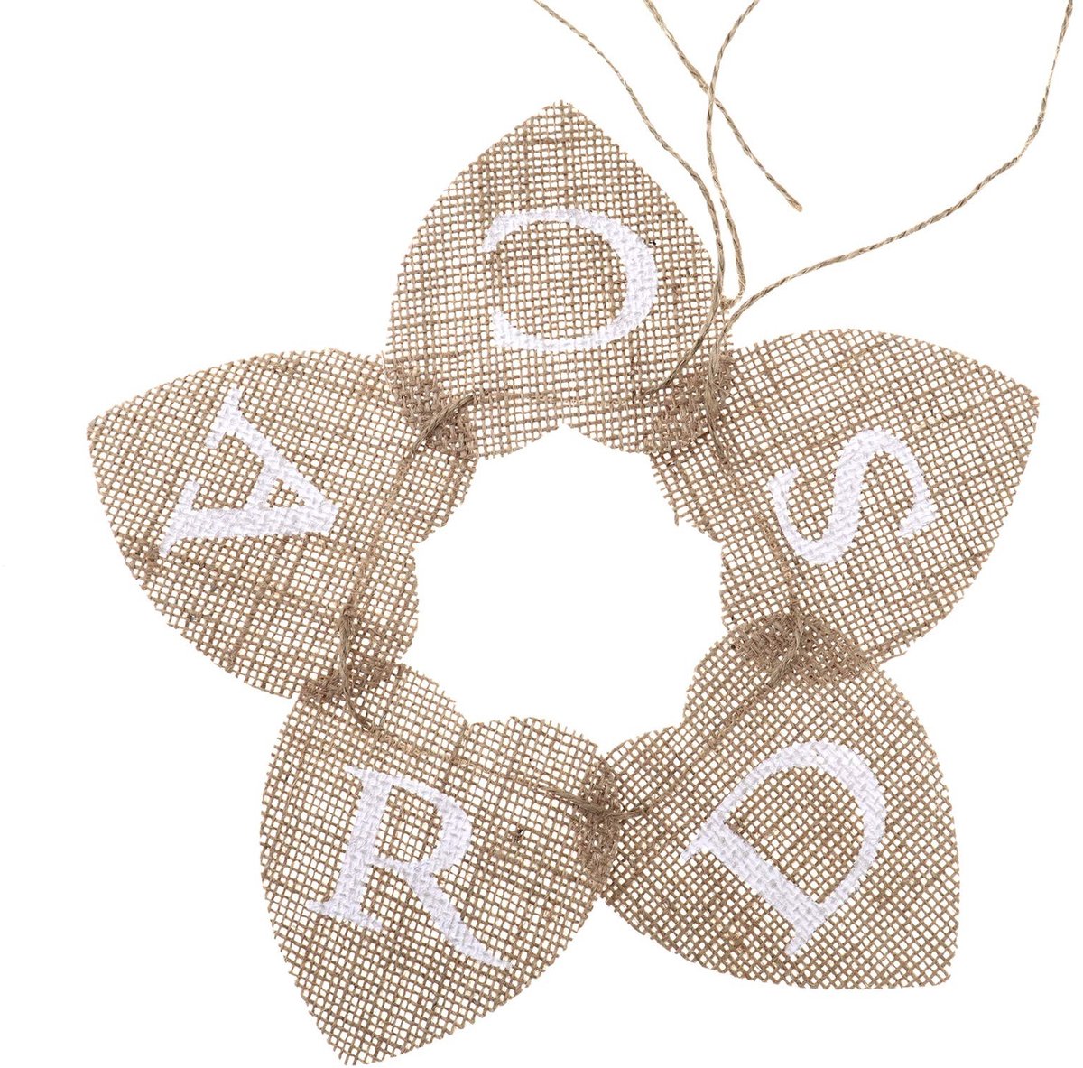 Dailygoods- Bunting 1,5m - Feestversiering - Bruiloft - Vintage - Hessian - 5 Vlaggen - Triangulaire Vlaggen