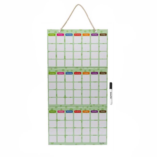 Smarfer - Losse Weekplanner kind en Magnetisch Beloningssysteem (dubbelzijdig) - 67 x 33,5 cm - Planbord - beloningskaart - beloningskalender