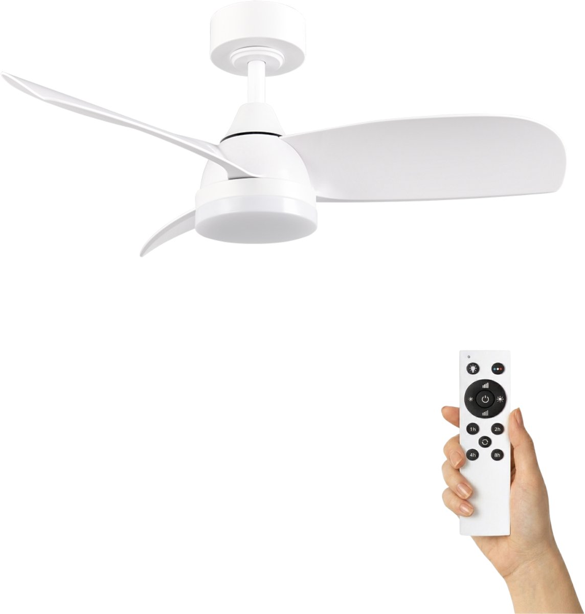 Fantiluxe - Ingrid - Plafondventilator met verlichting - Wit - Ø90cm - Afstandsbediening - Met lamp - Plafond ventilator - Slaapkamer