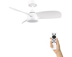 Fantiluxe - Ingrid - Plafondventilator met verlichting - Wit - Ø90cm - Afstandsbediening - Met lamp - Plafond ventilator - Slaapkamer