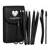 Zorghelden® Professionele pincet epileer set - 8-Delig - Inclusief opbergetui - Pincet epileer - Pincet splinter - Pincet hobby