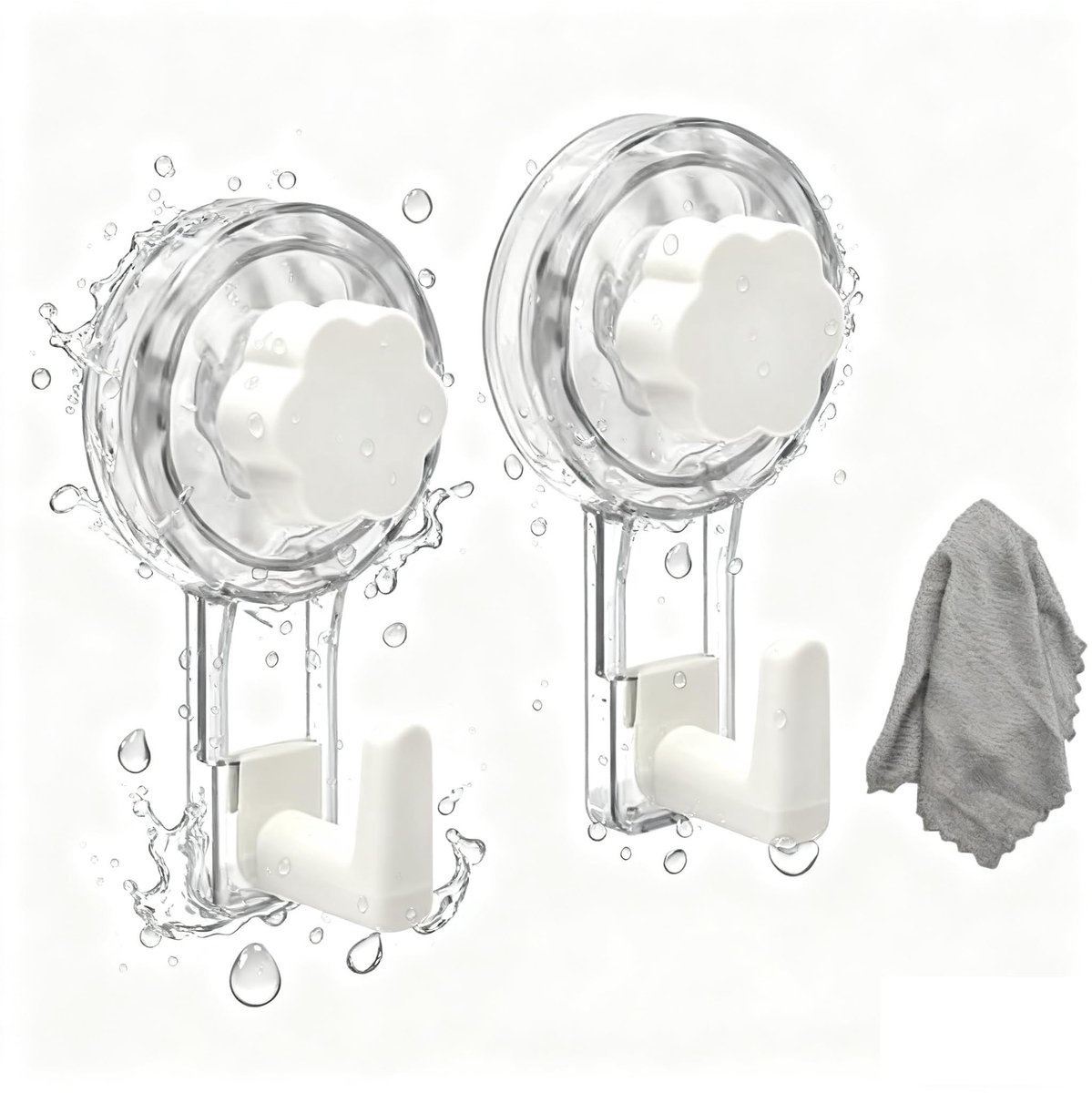 Dailygoods- Zuignaphaken set van 2 - Handdoekhouder zonder boren - Decoratief bloemendesign - Verchroomde L-haken - Draagkracht 5 kg per haak - Inclusief gratis reinigingsdoek