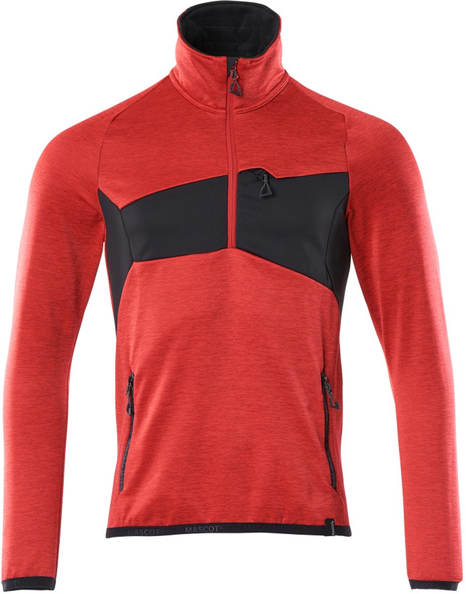 Mascot Accelerate Fleecetrui met korte rits 18003-316 - signaalrood/zwart - 2XL