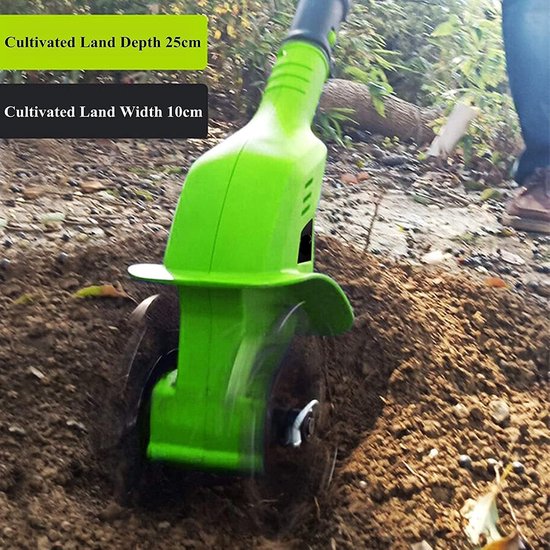 Elektrische Tuinfrees - Cultivator Tiller - Tuinonderhoud Uitvoeren - Draadloos en Lichtgewicht - 25 cm Diepte - Zwart — afbeelding 3