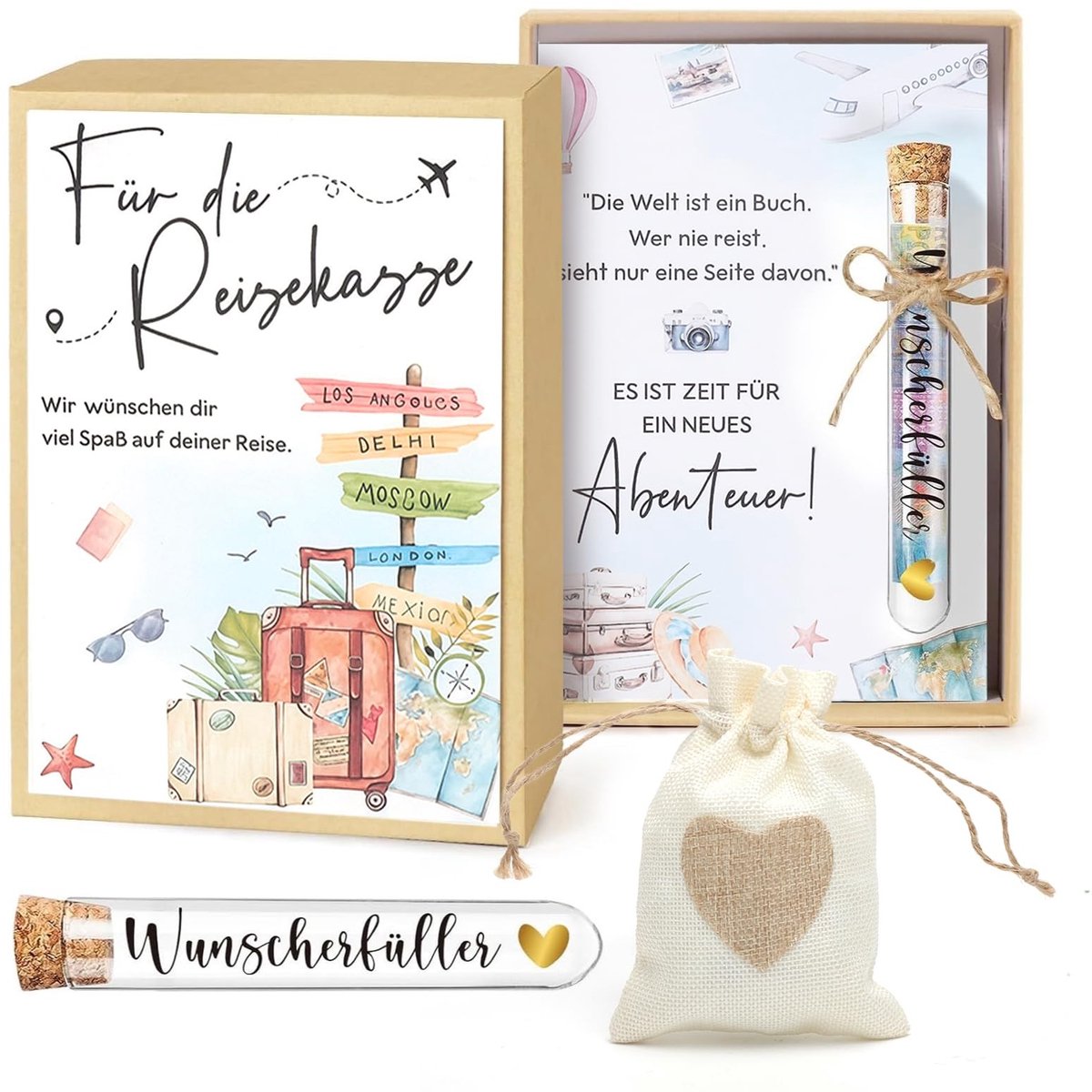 Dailygoods- Reisvoucher Geschenkdoos - Cadeaubon - Geldgeschenk - Verpakking - Afmetingen 16x12,5x3 cm - Ideaal voor pensioen/bruiloften/verjaardagen