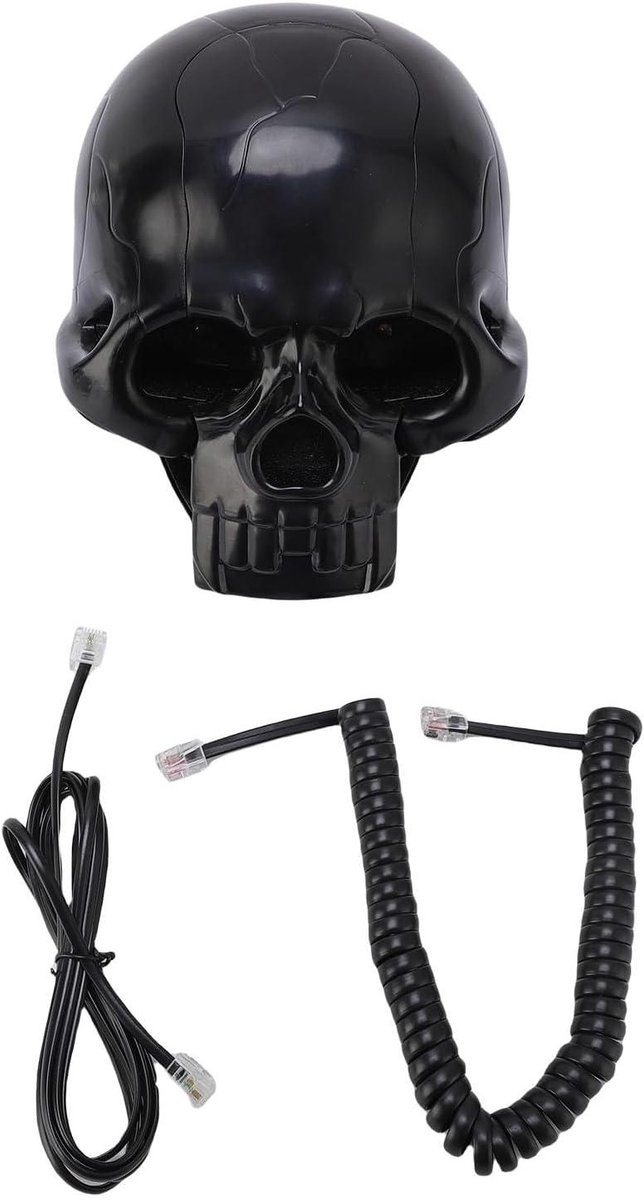 Yosoo Health Gear Skull Vaste Telefoon, ABS Vaste Skull Bureautelefoon met HD Geluid, Kies- en Nummerherhalingsfuncties, Ringtone Aan Uit, voor Home Decor Bureau Kunstdisplay (BLACK)