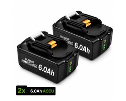 18V Accu geschikt voor Makita - 2 Stuks - Extra Groot 6.0Ah - 18V 6.0Ah Batterij - Vervangende Accu - 6000mAh - LED display - Li-ion Accu - LED Display - Accuboormachine - 18V BL1830B BL1860B BL1840B BL1815 LXT-400 BL1850B