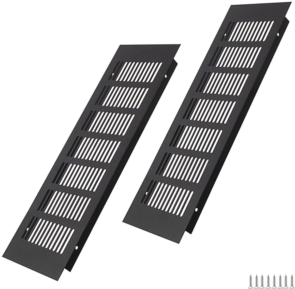 Dailygoods- Ventilatierooster 300 x 100 mm - Aluminium - Zwart - Ventilatie - Luchtcirculatie - Eenvoudige montage - Onderhoudsvriendelijk - Ontluchtingsrooster