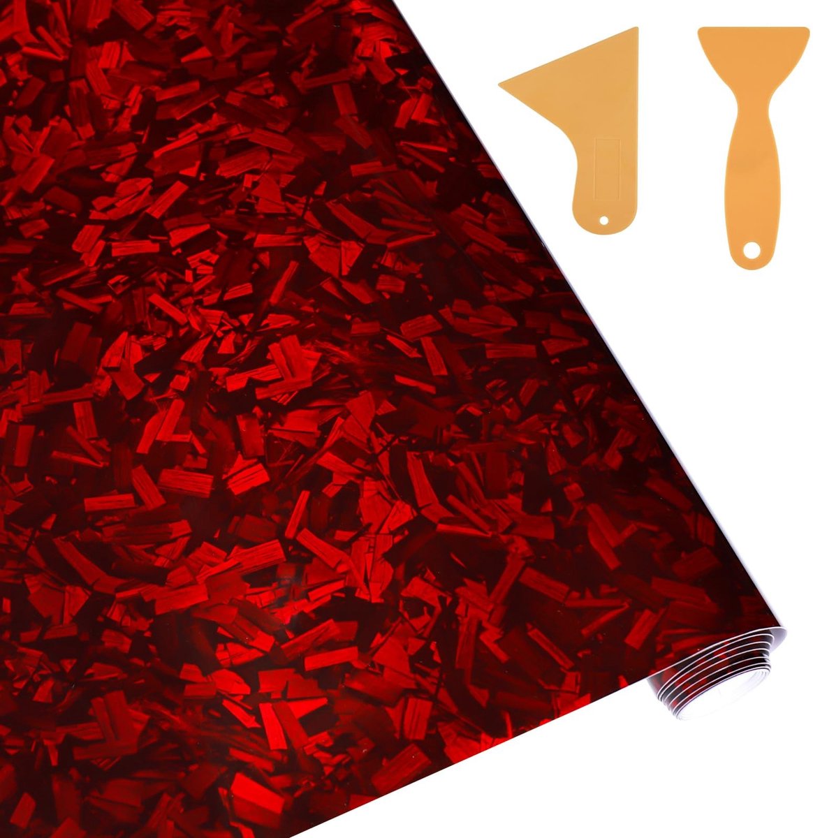 Dailygoods- Vinyl Wrap Rood 30x150 cm - Autowrap Zelfklevende Film - Waterdicht - Koolstofvezel - Inclusief 2 Schrapers - Schokbestendig - Autovinyl