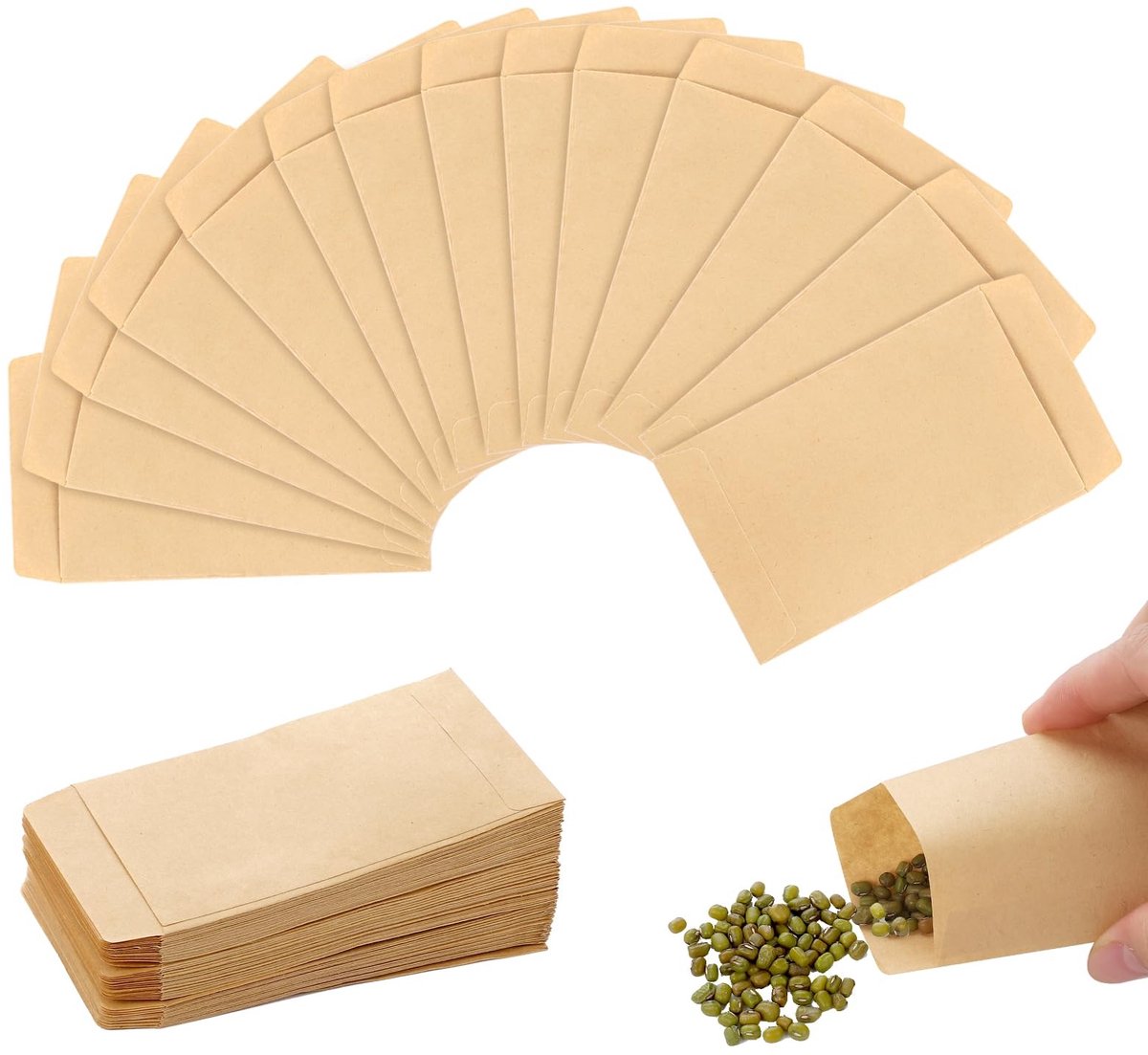 Dailygoods- Papieren Zakken 150 Stuks - Kleine Zakjes 10 x 6 cm - Kraftpapier - Bruine Zakjes - Zadenzakjes - Voor Verjaardagen/Kerstmis