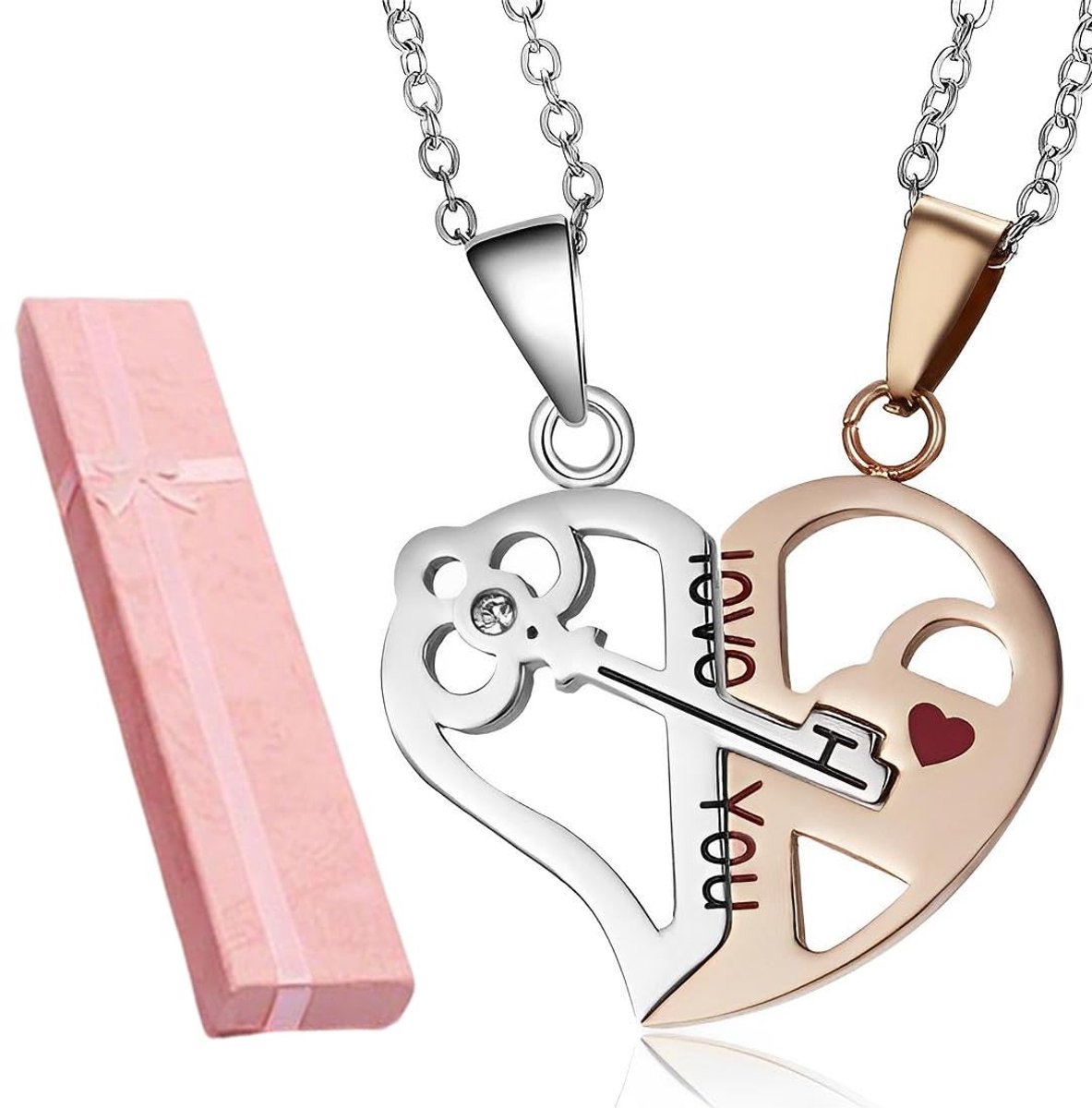 Dailygoods- Halsketting Magnetisch - Engelenvleugels - Partnerketting - Verstelbaar - Hypoallergeen - Romantisch Cadeau