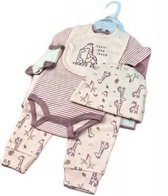 Kraamcadeau Baby 6-delig – Baby Geschenkset – Geboortecadeau – Newborn Cadeau – Romper Set met Legging, Slabbetje, Muts en Babysokjes – Babyshower Cadeau – Inclusief Cadeautas – Maat 62/68