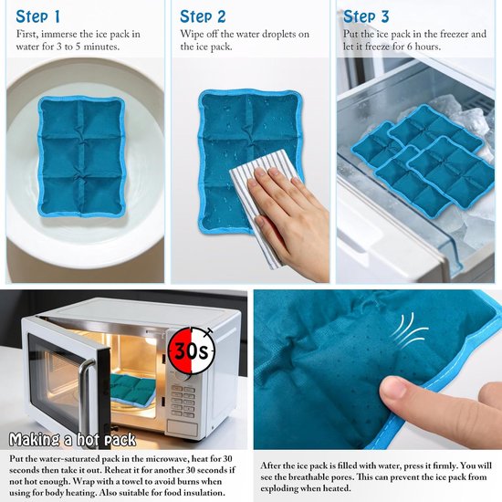 Herbruikbaar Koelelementen Flexibel - Koelmat voor Lunchbox en Koelbox / Koeltas - Platte, Kleine en Mini Vrieselementen voor Reis, Picknick en Kamperen - Compacte Gel Koelelementen - 4 Stuks - Blauw - SOLLBRY® — afbeelding 5