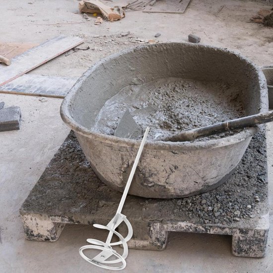 Mengstaaf Mixer Boor - Beton Roerder - Materialen Mengen - Uniforme Mengresultaten - 49.5 cm Lengte - Zilver — afbeelding 3