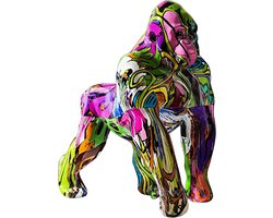 Gorilla Beeld - King Kong sculptuur - Woonkamer decoratie - Handgeschilderd design - 29x16x27.5cm - Multicolor
