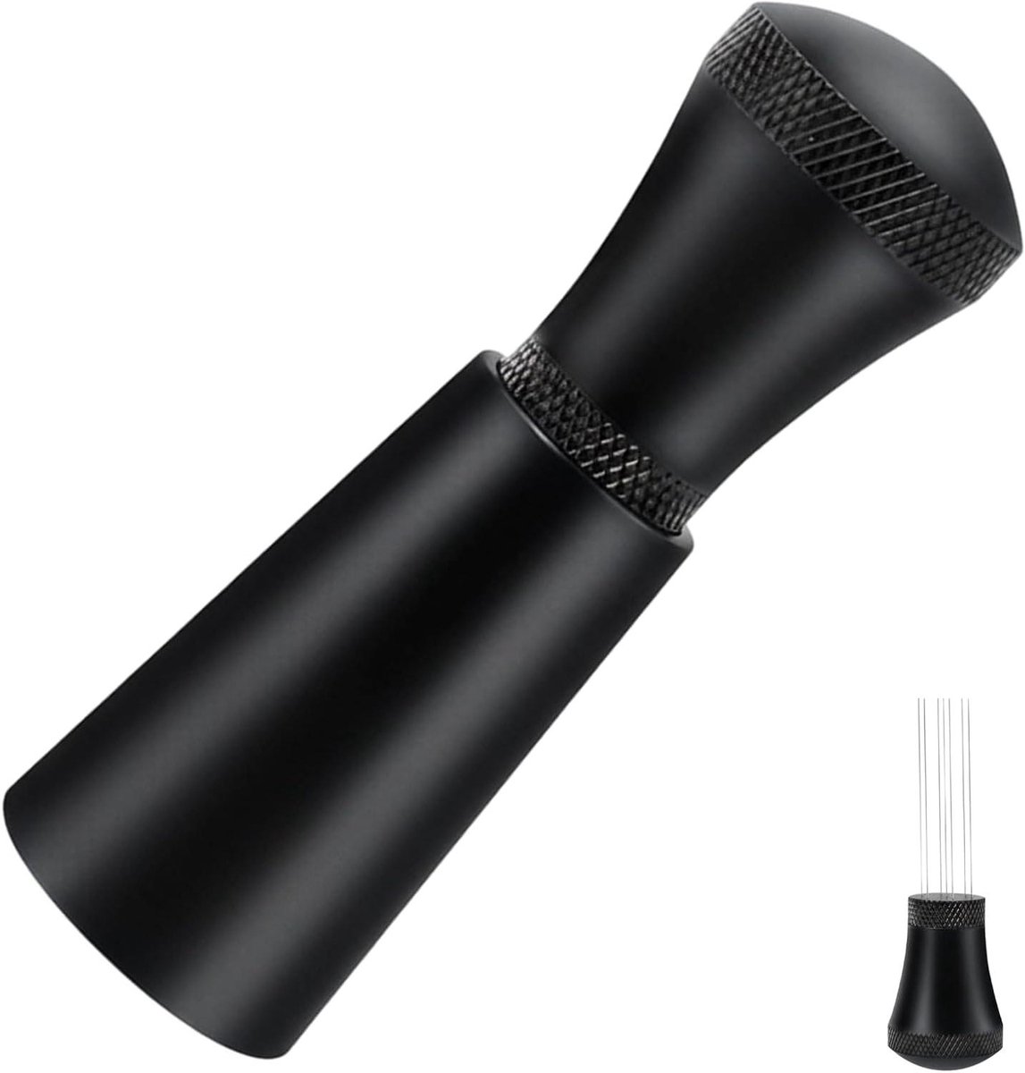 Aluminium WDT Tool Koffiedistributeur Naalden Espresso Bereiden 7 Precisie Naalden 58 mm Zwart