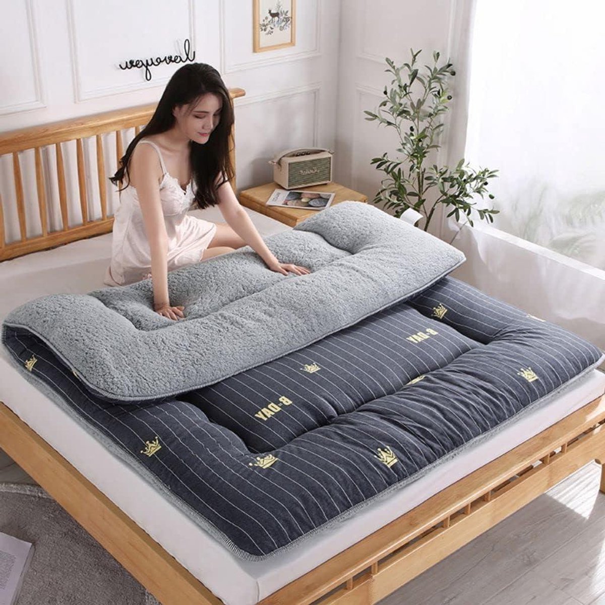 Generisch Matras Japanse futon matrassen vloermatras opvouwbaar futon matras Japans vouwmatras vloer mat antislip en ademend groen 180 x 200 cm