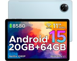 DOOGEE TAB A9+ - Tablet - 20GB RAM + 64GB ROM(2TB/TF) - 11 inth HD IPS 90Hz - Android 15 - 8580 mAh - Unisoc T7200 - 5G WiFi - Dubbele luidsprekers- Face ID - Blauw