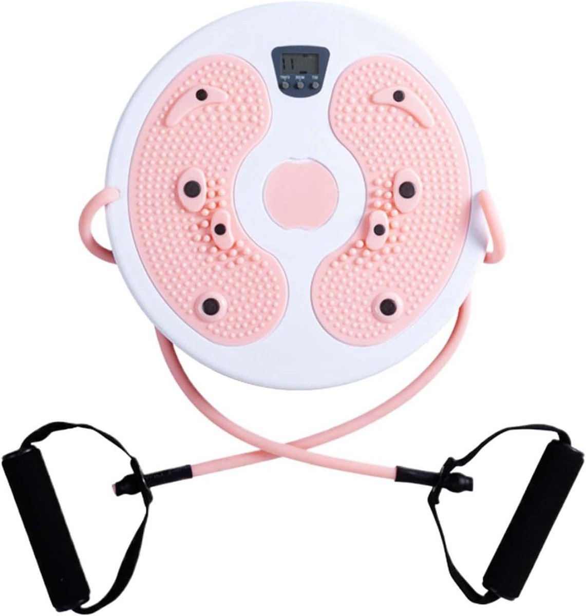 Twist Board Fitness - Draaitafel Trainingsapparaat - Taille Vormen - Met Digitale Calorieënteller - 28 cm diameter - Roze en Wit