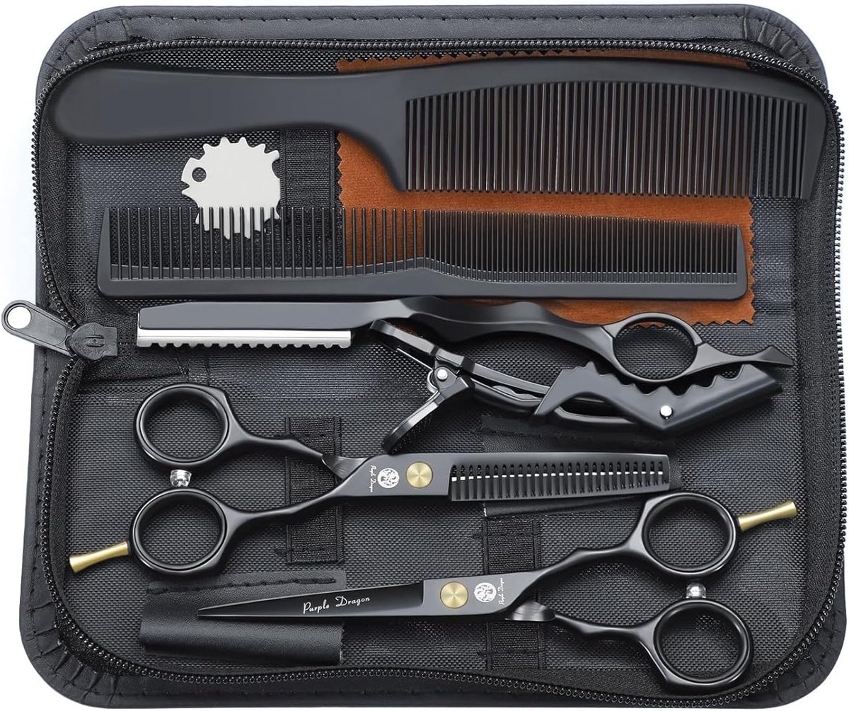 Kappersschaar Set - Schaar Knippen - Haar Stylen - Roestvrij Staal - 14.5 cm - Zwart