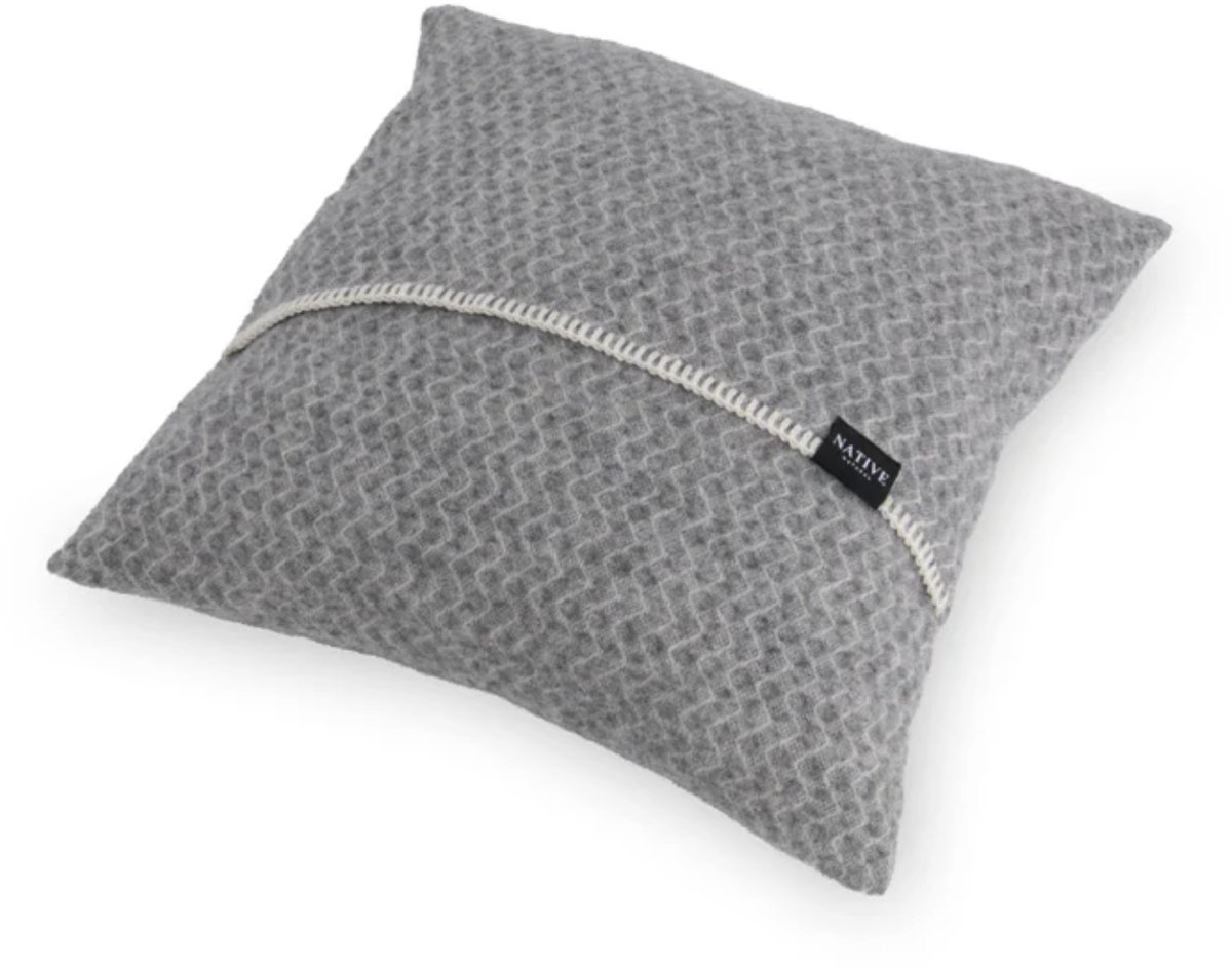 WOOOL® Kussen - WAVES (Grijs) - 45x45cm - 100% Wol