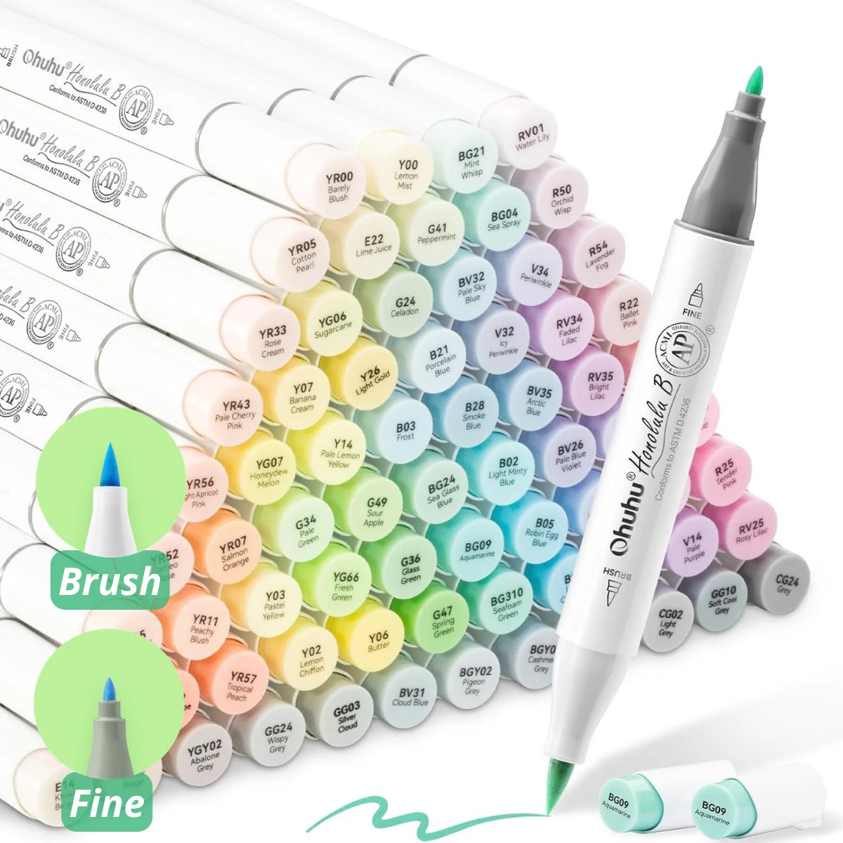 Ohuhu - Honolulu B Brush & Fine - Alcohol Art Markers - 96 Pastel kleuren - Sweetness & Blossoming