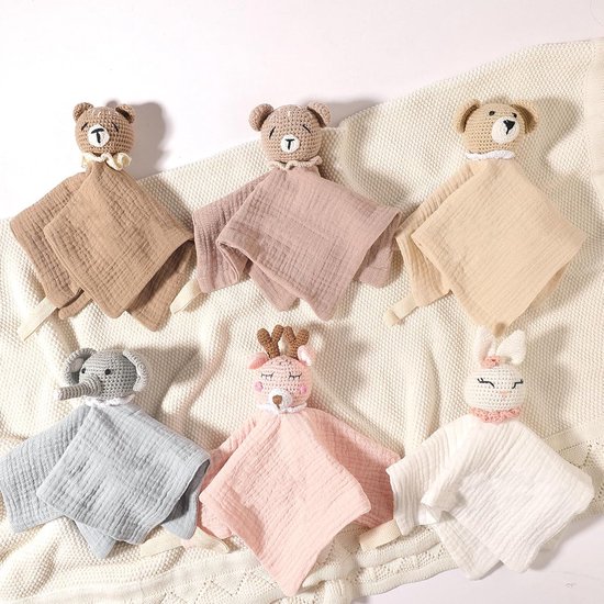 Baby Knuffeldoek - Troostdoek Dieren - Baby Kalmeren - Zacht Katoen - 25 cm - Meerdere Dieren — afbeelding 3