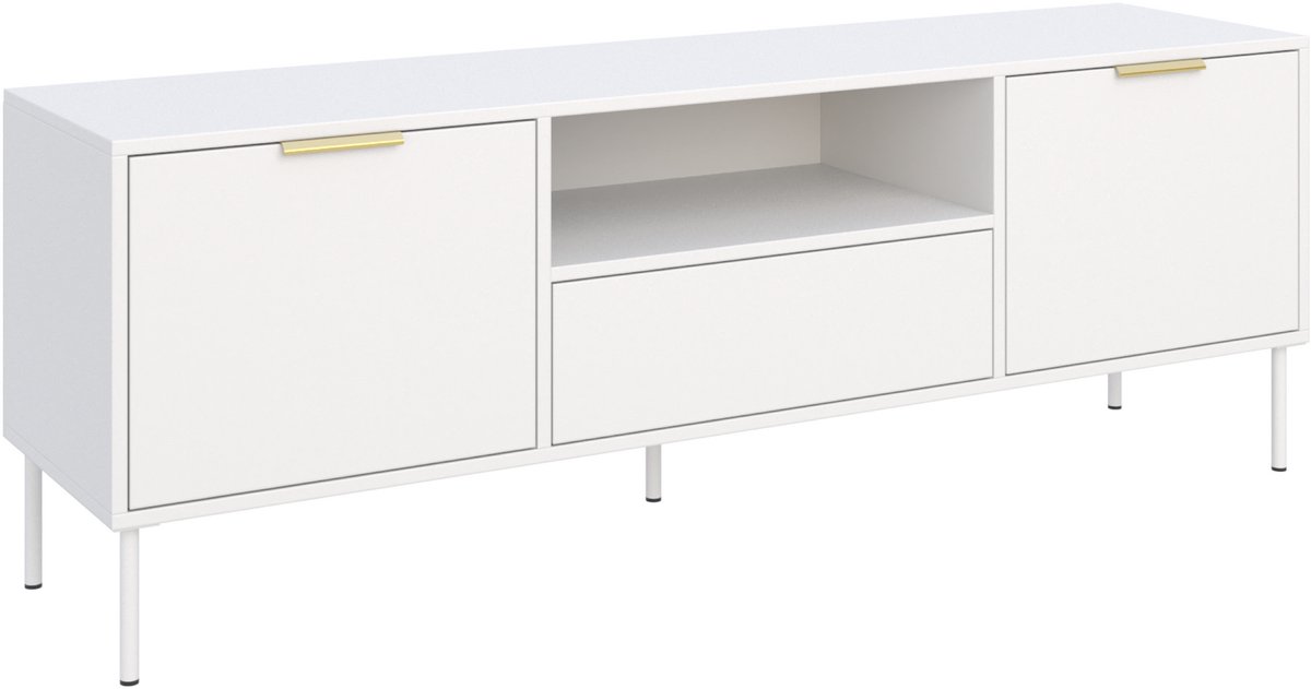 Selsey Vena – TV-meubel met 2 deuren, lade en nis - Wit - 160cm