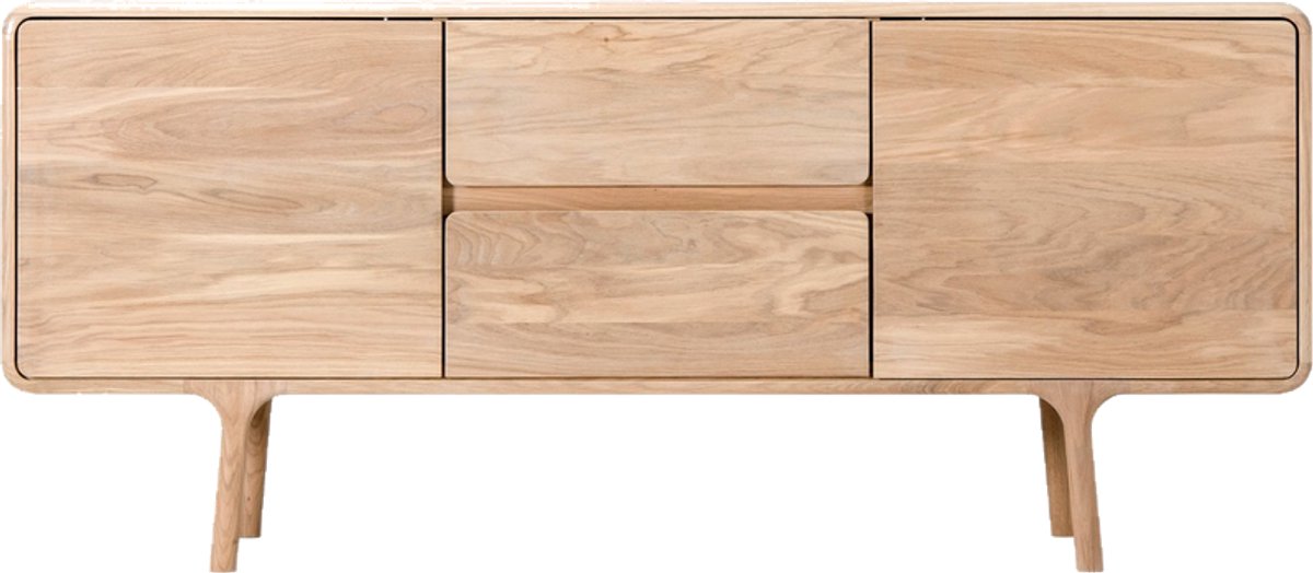 Gazzda Fawn Sideboard Naturel - Houten Dressoir - Massief Eiken - 2 Lades - met 2 Deuren - Scandinavisch - 150 x 45 x 65 cm