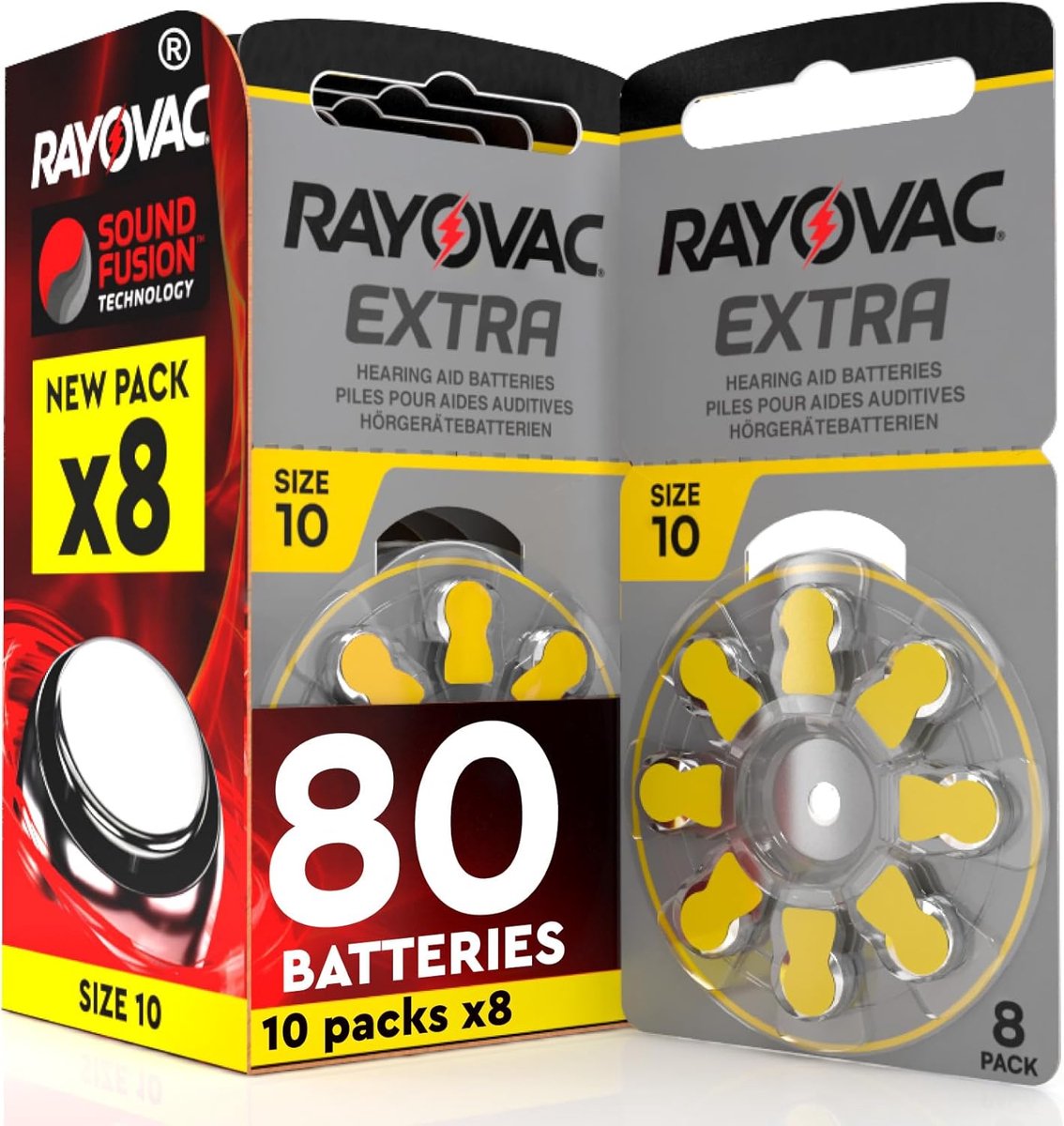 Rayovac 10 - PR70 Extra - 8 pack - 10 pakjes - 80 batterijen