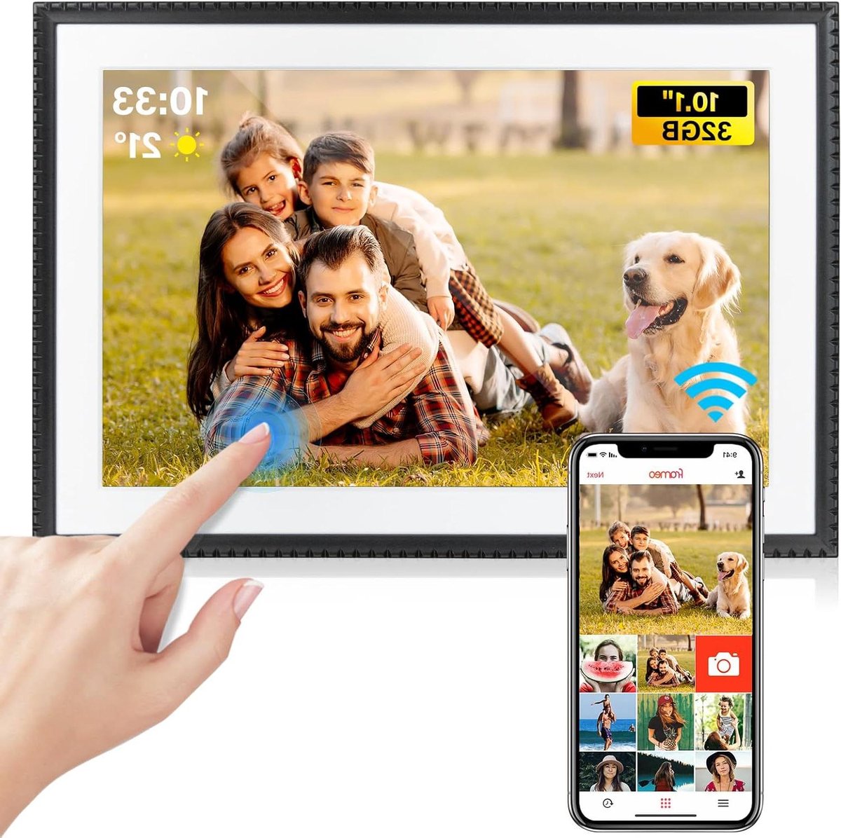Digitale Fotolijst - Smart Frame - Herinneringen Delen - WiFi Connectie - 10.1 Inch HD Scherm - Zwart