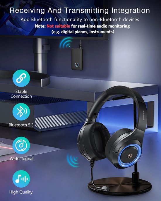 Aux Bluetooth adapter - ontvanger Bluetooth 5.3 zender - 2 in 1 Bluetooth adapter, geschikt voor auto's, luidsprekers, stereosystemen en hoofdtelefoon, handsfree bellen, USB-opladen — afbeelding 5