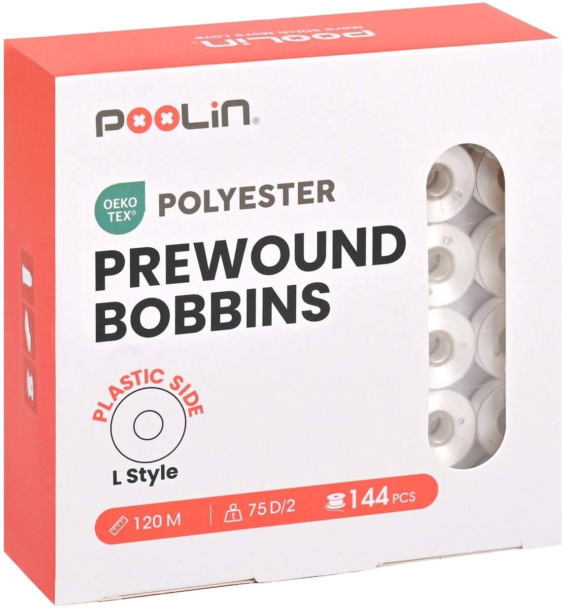 PooLin borduurspoel type L SA155 144 stuks voorgewikkeld 60 wt
