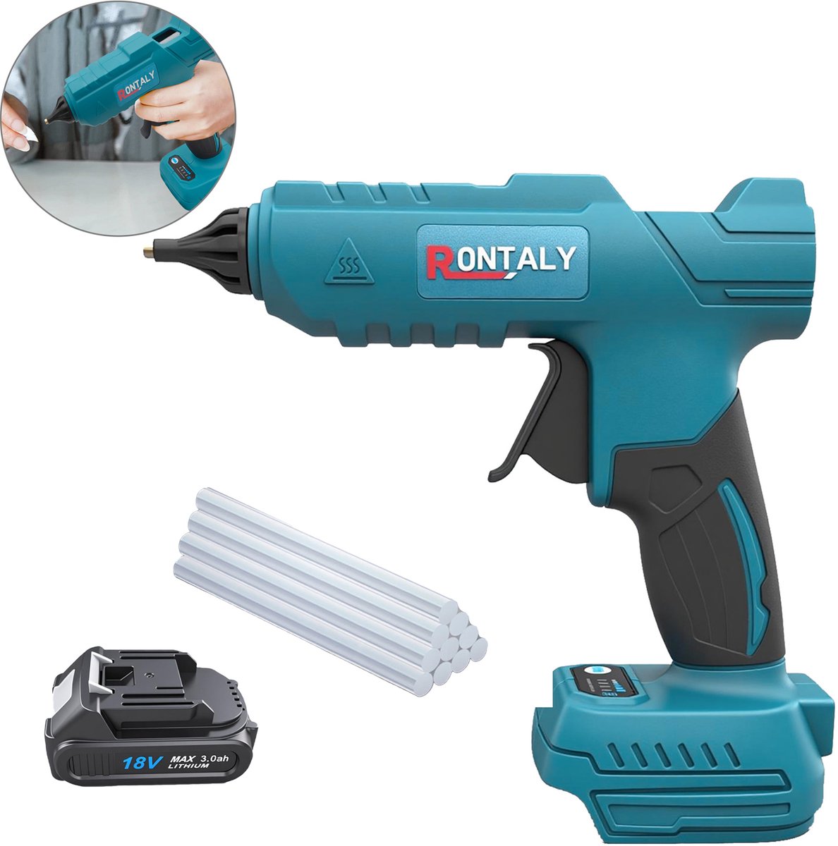 Accu-aangedreven hotmelt-pistool – Draadloos – Met 10 lijmstiften & accu – Snel verwarmend – Draagbaar – Voor DIY, huisreparaties en schoolwerk