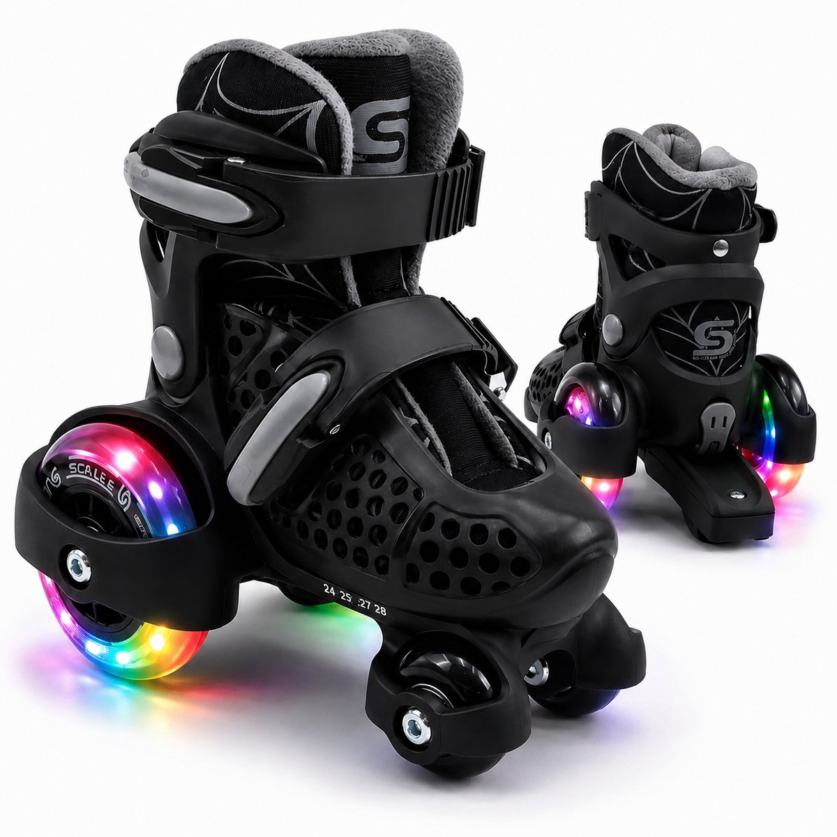 Suotu Rolschaatsen voor Beginners Verstelbare lichtgevende wielen EUR Zwart