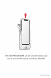Illustration de la façon de retirer un iPhone d'une coque de batterie Distinction. Une flèche pointe vers le haut.