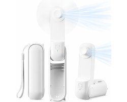 Handventilator oplaadbaar – Wit – 3 standen – Hand Ventilator usb – Mini Bureau Waaiers Gezichtsventilator – Portable fan opvliegers Mini ventilator usb Halsventilator – Draagbare ventilator