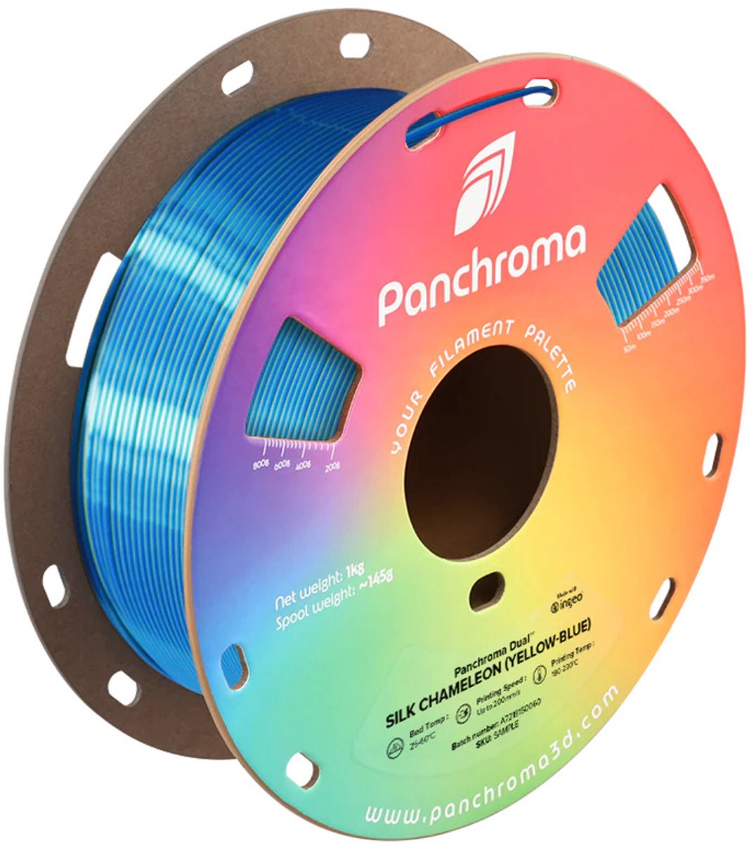 Polymaker Panchroma Dual Silk Cameleon (Geel Blauw) PLA 3D filament 1,75mm 1kg