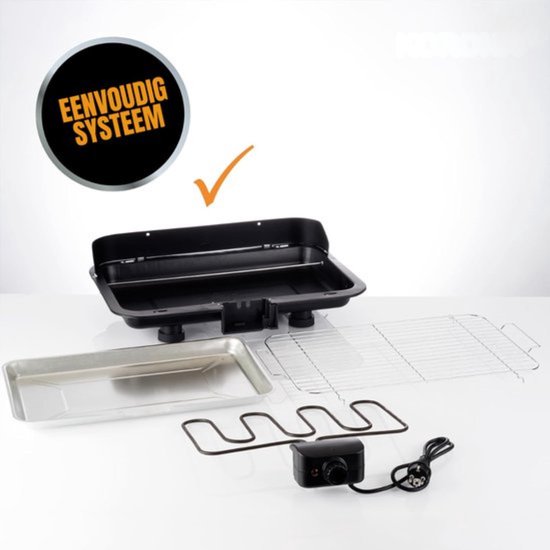 Thuys - Elektrische Tafelgrill Zwart XXL - 51x30cm Grilloppervlak - 2200W - Traploze Temperatuurregeling - voor Balkon en Binnen van thuys — afbeelding 5