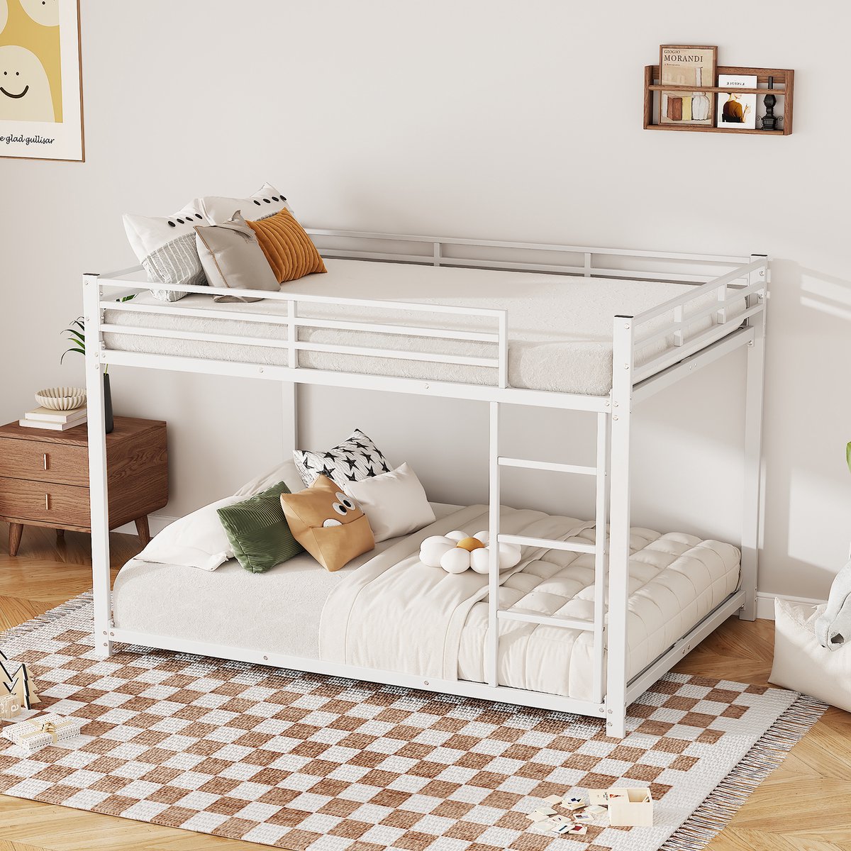 DESMIU Metalen Stapelbed 140x200cm – Klassiek Kinderbed Met Opbergruimte Onder Bed – Stevige Constructie Met Veiligheidsrails – Voor Kinderkamer En Kleine Ruimtes – Wit – Zonder Matras