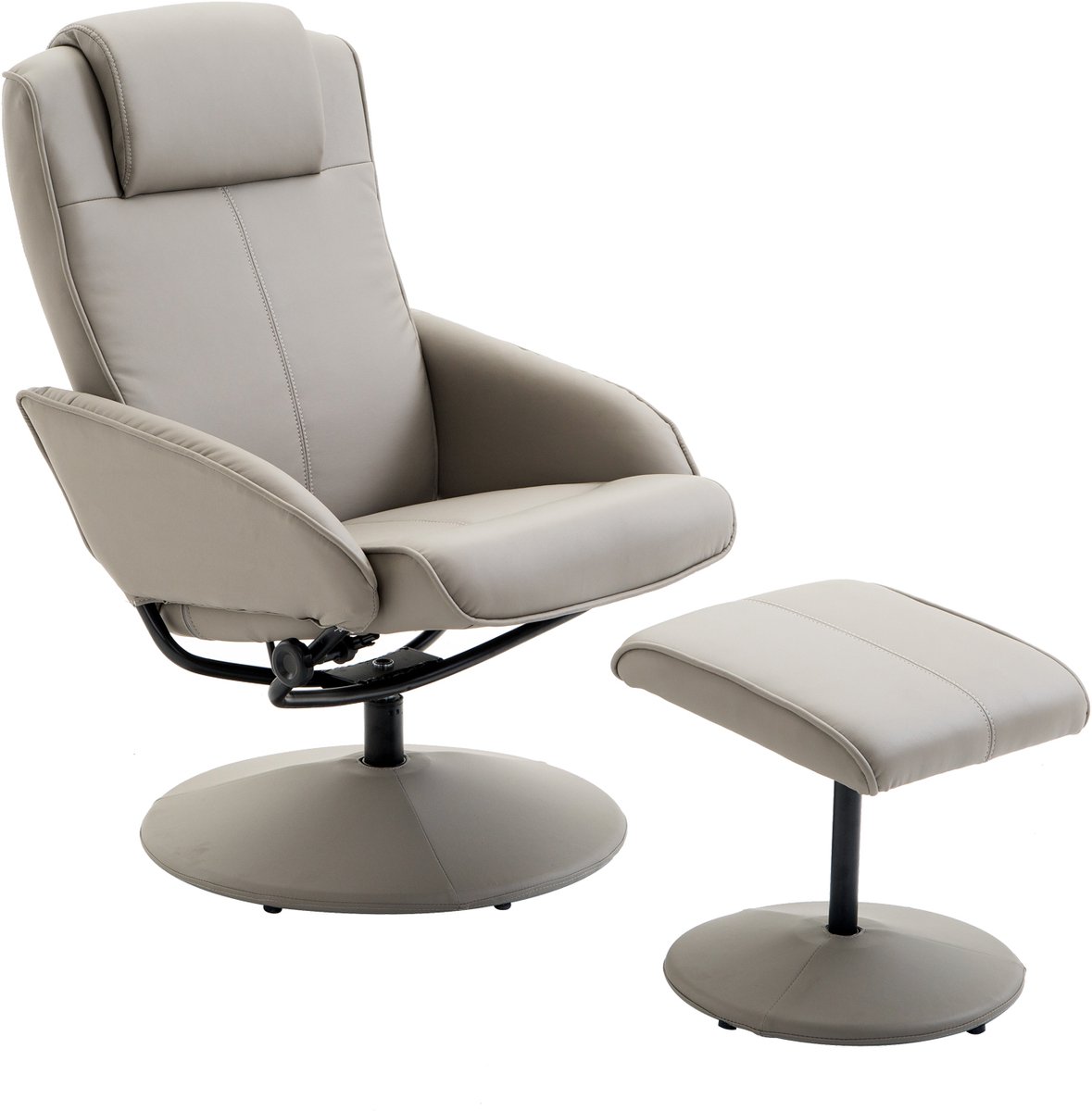 Afmetingen 78x67x98cm Grijs 360° Draaibare Relaxfauteuil met Voetenbank, Ergonomische TV F