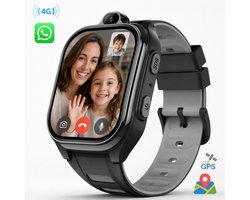 ISHIVA® PRO Smartwatch Kinderen - Kinder Smartwatch - GPS Horloge Kind (4G GPS) - Geschikt voor SIMkaart - met HD-camera & Videobellen - 800 mAh Long Battery - IPX7 Waterdicht - SOS Knop - School Mode - Voor iOS & Android - GPS Tracker - Zwart