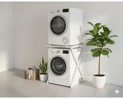SERALUXE - Wasmachine Kast - Wasmachine Verhoger- Metaal - Wit - Universeel Wasmachine en Droger Kast - Wasmachine Ombouw - Wasmachinerek - Wasmachine Sokkel- Robuust - Stabiel - Stevig - Anti Vibratie