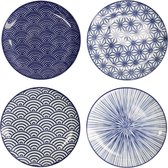 Tokyo Design Studio - Nippon Blue Bordenset - 4 Stuks - Blauw/Wit - 16 cm